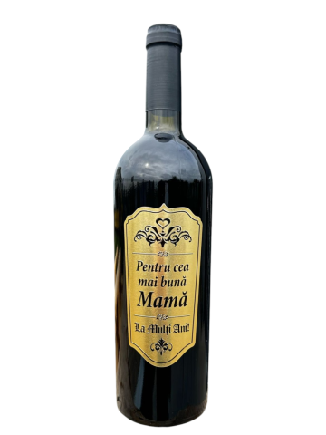 Sticla de vin cu decor - mama