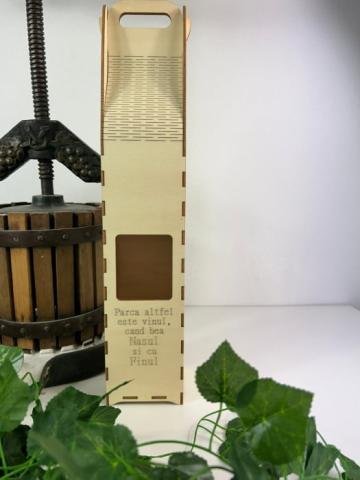 Cutie cadou pentru butelia de vin din placaj de plop 8 8 42