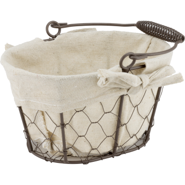 Cos servire paine oval Raki 20x15x12cm din metal si panza
