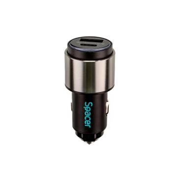 Alimentator auto Spacer cu led USB-A&C 38W