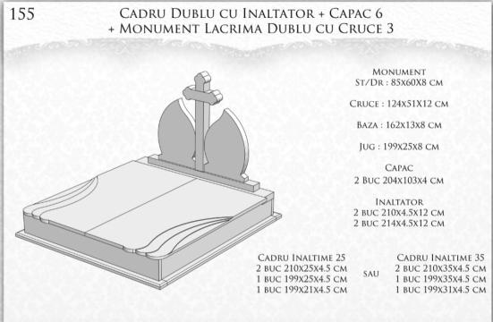 Monument lacrima dublu cu cruce 3 + cadru dublu cu inaltator