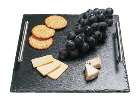 Platou din ardezie cu manere inox Raki 30x30xh0,5cm, patrat de la Kalina Textile SRL