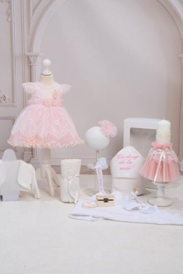 Set botez Miss Coco roz + Trusou + Lumanare