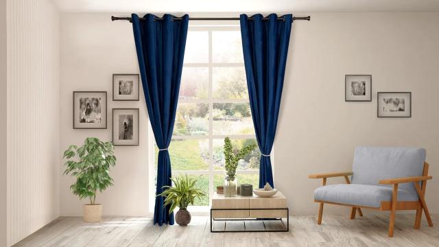 Set 2 draperii catifea 140x270 cm - albastre de la Eve Nasia S.r.l