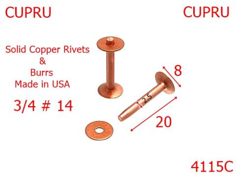 Capse 4115c/rivets & burrs # 14-20 mm - 2.5 cupru