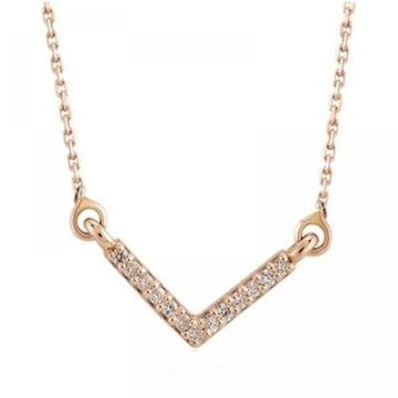 Colier rin aur roz 14k cu diamante de 0.03 carate