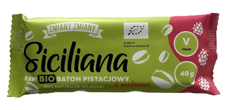 Baton raw Siciliana eco cu fistic si zmeura, 40 g de la Biovicta