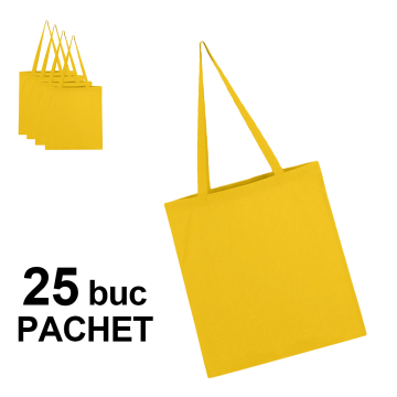 Sacosa bumbac toarta lunga, LH galben, 25 bucati de la Best Media Style Srl