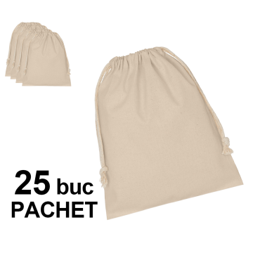 Saculet bumbac natur 10 x 14 cm, 25 bucati de la Best Media Style Srl