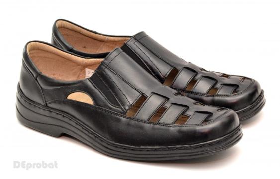 Pantofi barbati piele naturala negri de vara cu elastic, 40 de la Deprobat.ro