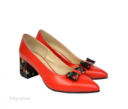 Pantofi rosii dama eleganti din piele naturala P379
