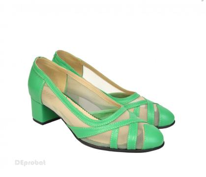 Pantofi verzi dama eleganti din piele naturala P390