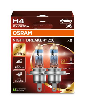 Set 2 becuri 12V H4 60/55 W Night Breaker +220% Osram de la Auto Care Store Srl