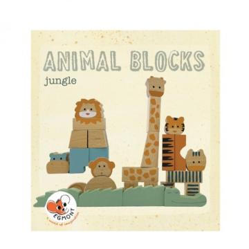 Jucarii Animalele junglei cuburi lemn natur, Egmont Toys de la Montana Imobiliare Srl