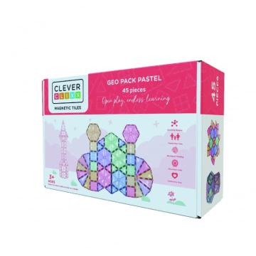 Joc magnetic de construit Pastel 45 piese, Cleverclixx de la Montana Imobiliare Srl