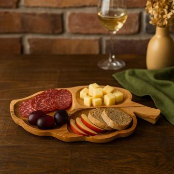 Platou rustic artizanal din lemn de fag pentru servire