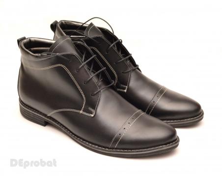 Ghete barbati piele naturala negre casual-elegante cu siret de la Deprobat.ro