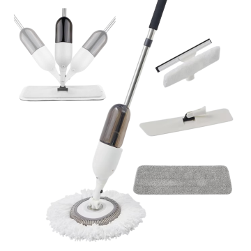 Mop cu pulverizator 3 in 1: mop rotund, mop plat si racleta