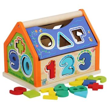 Jucarie casuta colorata multifunctionala din lemn de la Saralma Shop Srl