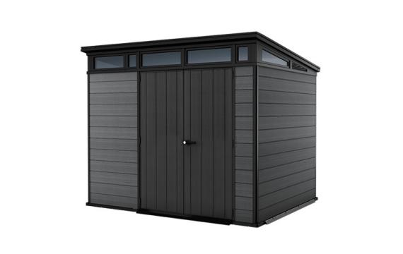 Casa de gradina din plastic Cortina 9x7, gri-maroniu