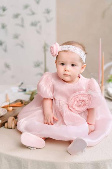 Rochita botez gogosar Kate - roz (maneca scurta)