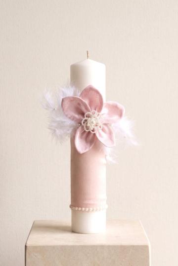 Lumanare botez A29 - Fleur - roz