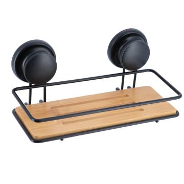 Cos cosmetice cu ventuze bamboo - negru | etajere baie de la URBANIX SRL