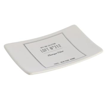 Sapuniera ceramica design grafic - alba