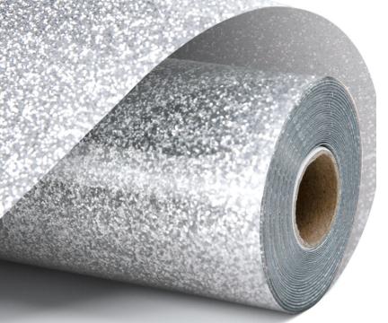 Vinil termotransferabil cu sclipici - Silver - 30.5 x 90 cm
