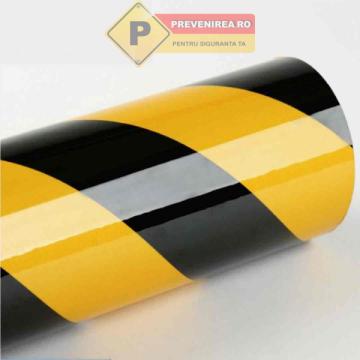 Banda reflectorizanta galben-negru cu logo