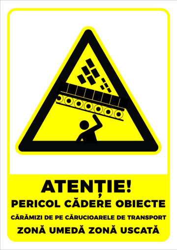 Indicator atentie pericol cadere obiecte caramizi