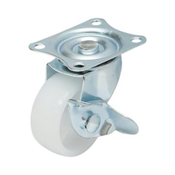 Roata pivotanta 40x17mm cu frana, polipropilena alba