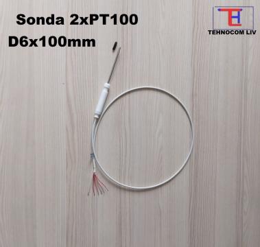 Sonda de temperatura termorezistenta PT100 D6xL100mm de la Tehnocom Liv Rezistente Electrice, Etansari Mecanice