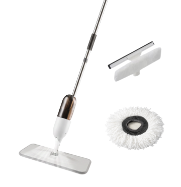 Mop cu pulverizator 3 in 1: mop rotund, mop plat si racleta