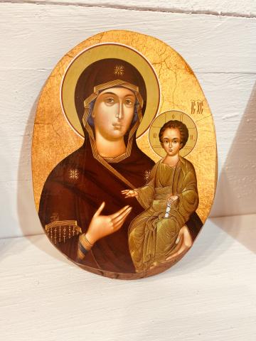 Icoana lemn Maica Domnului bizantin 16 cm