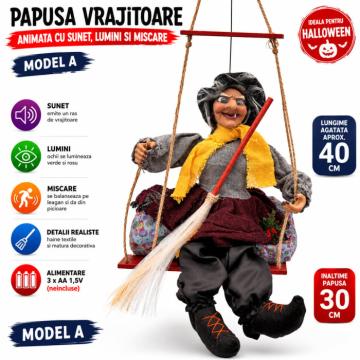 Papusa vrajitoare cu sunet, lumini si miscare pe leagan