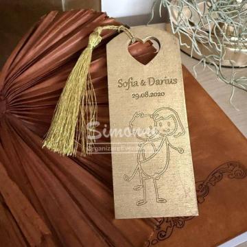 Marturie nunta personalizata, semn de carte, figurine de la Simonne