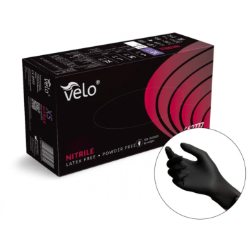 Manusi nepudrate din nitril negre Velo 100 buc./cutie de la Sanito Distribution Srl