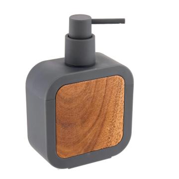 Dispenser sapun plastic si bambus 350 ml - gri