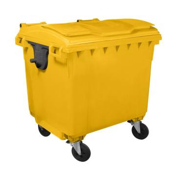 Container HDPE CLF 1100L cu capac plat galben